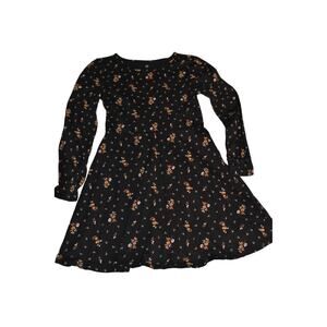 Gap Kids Skater Dress, LN, Large Size 10, Black with delicate floral pattern